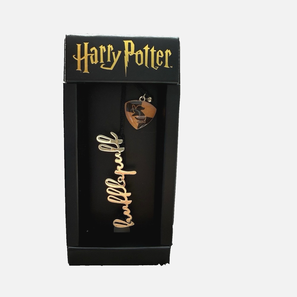 New Harry Potter Hufflepuff Badger Charm Bracelet BioWorld Black Cord Goldtone